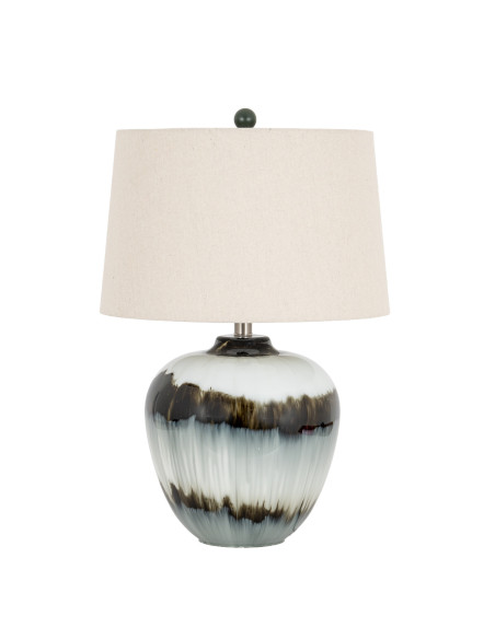 Hill Interiors Midnight Shadows Squat Table Lamp With Linen Shade 24684 - Authentic Hill Interiors furniture directly from Fast