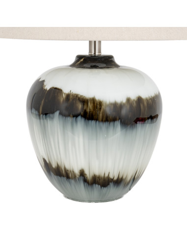 High-quality metal and wood construction of Hill Interiors SKU 24684 Midnight Shadows Squat Table Lamp With Linen Shade, detail