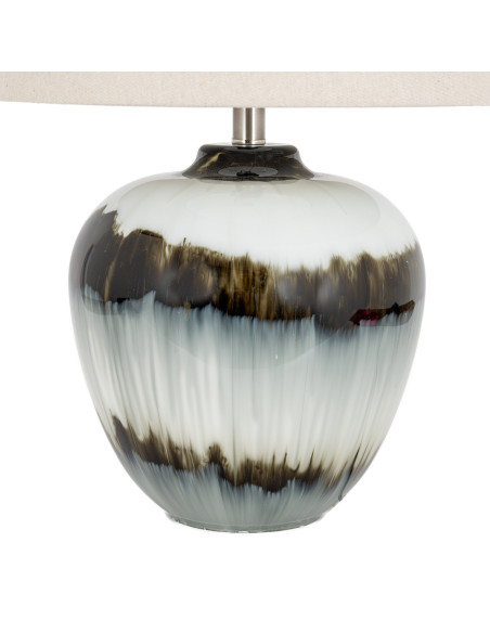 High-quality metal and wood construction of Hill Interiors SKU 24684 Midnight Shadows Squat Table Lamp With Linen Shade, detail