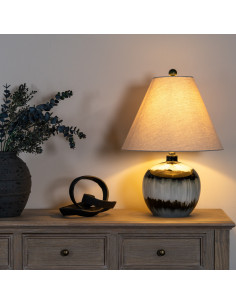 Hill Interiors Midnight Shadows Squat Table Lamp With Linen Shade 24685 - Authentic Hill Interiors furniture directly from Fast 2