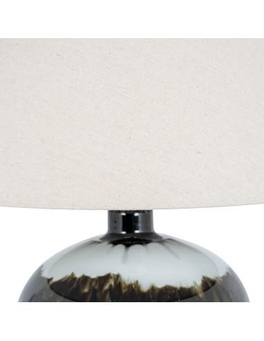 Affordable industrial style furniture Hill Interiors Midnight Shadows Squat Table Lamp With Linen Shade 24685 for modern home d