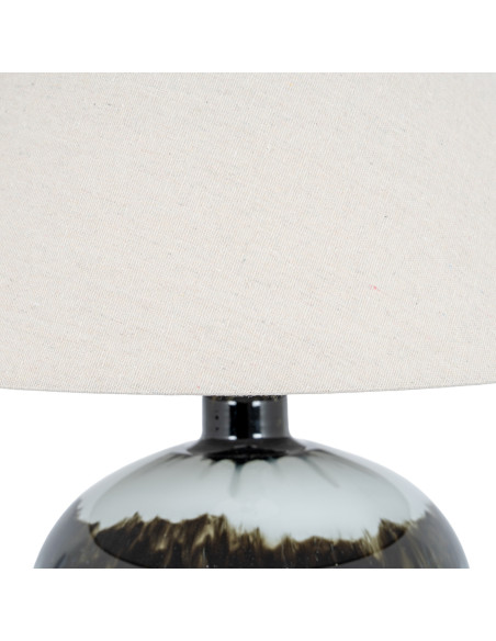 Affordable industrial style furniture Hill Interiors Midnight Shadows Squat Table Lamp With Linen Shade 24685 for modern home d