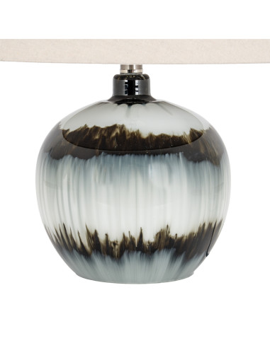 High-quality metal and wood construction of Hill Interiors SKU 24685 Midnight Shadows Squat Table Lamp With Linen Shade, detail