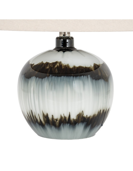 High-quality metal and wood construction of Hill Interiors SKU 24685 Midnight Shadows Squat Table Lamp With Linen Shade, detail