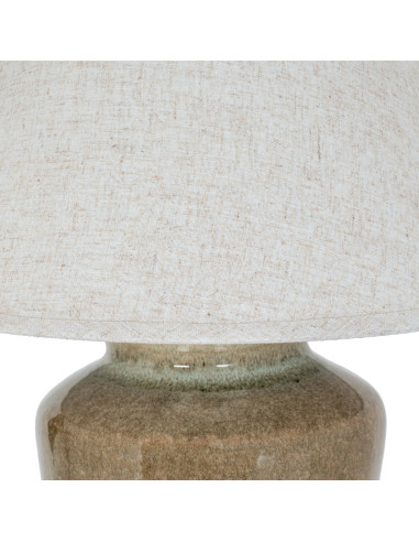 High-quality metal and wood construction of Hill Interiors SKU 24454 Mottura Ceramic Table Lamp With Edged Linen Shade, detaile