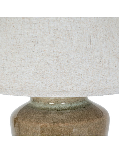 High-quality metal and wood construction of Hill Interiors SKU 24454 Mottura Ceramic Table Lamp With Edged Linen Shade, detaile