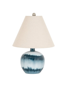 Hill Interiors Ocean Shadows Squat  Table Lamp With Linen Shade 24683 - Authentic Hill Interiors furniture directly from FastDa