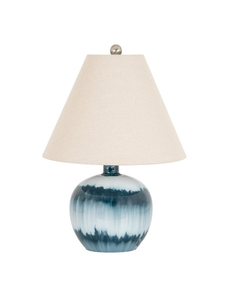 Hill Interiors Ocean Shadows Squat  Table Lamp With Linen Shade 24683 - Authentic Hill Interiors furniture directly from FastDa