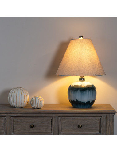 Buy Hill Interiors 24683 Ocean Shadows Squat  Table Lamp With Linen Shade online in UK with fast delivery from FastDaddy UK, yo