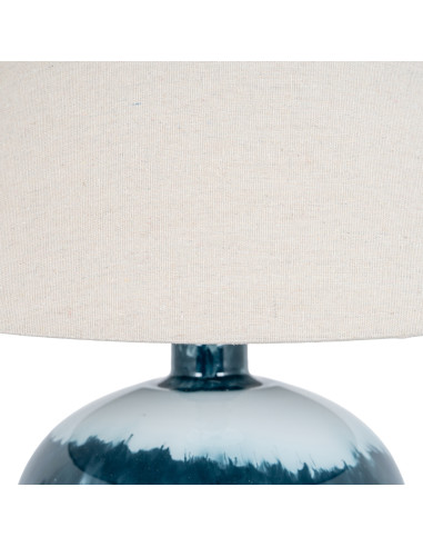 Affordable industrial style furniture Hill Interiors Ocean Shadows Squat  Table Lamp With Linen Shade 24683 for modern home dec