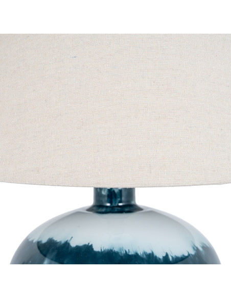 Affordable industrial style furniture Hill Interiors Ocean Shadows Squat  Table Lamp With Linen Shade 24683 for modern home dec