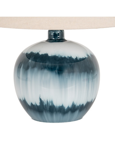 High-quality metal and wood construction of Hill Interiors SKU 24683 Ocean Shadows Squat  Table Lamp With Linen Shade, detailed