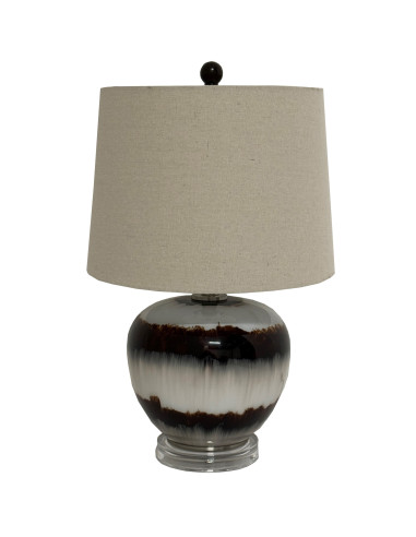 Hill Interiors Sepia Shadows Squat Table Lamp With Linen Shade 24686 - Authentic Hill Interiors furniture directly from FastDad