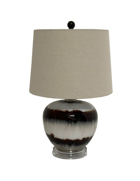 Hill Interiors Sepia Shadows Squat Table Lamp With Linen Shade 24686 - Authentic Hill Interiors furniture directly from FastDad