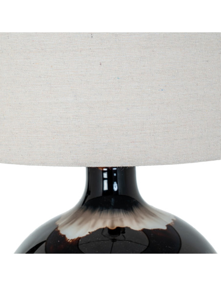 High-quality metal and wood construction of Hill Interiors SKU 24450 Sepia Shadows Table Lamp With Linen Shade, detailed view f