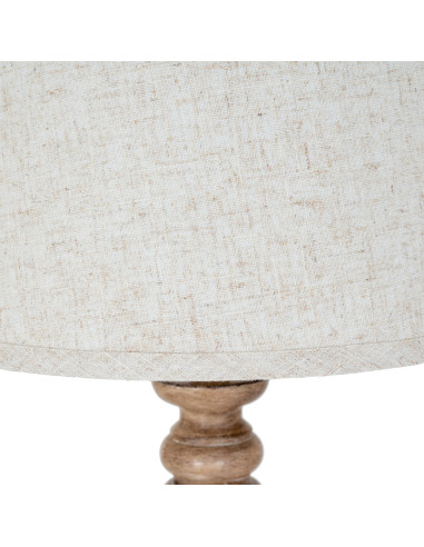 High-quality metal and wood construction of Hill Interiors SKU 24442 Seraphia Table Lamp With Edged Linen Shade, detailed view