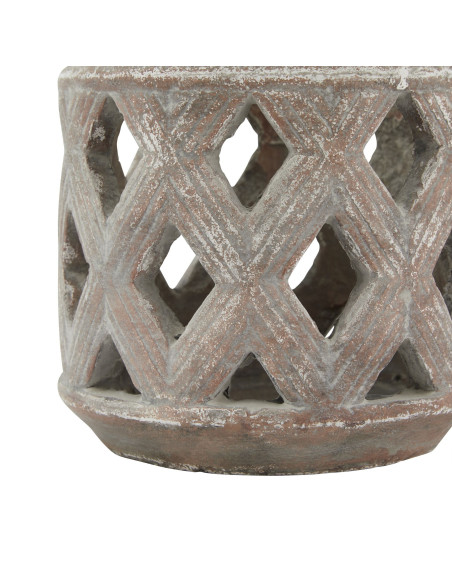 Affordable industrial style furniture Hill Interiors Siena Brown Lattice Lantern 23628 for modern home decor, free shipping opt