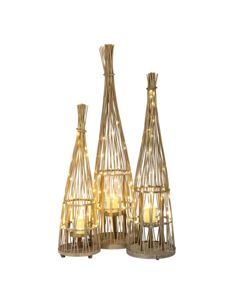 Affordable industrial style furniture Hill Interiors Small Conical Wicker Lantern With Glass Holder & LED Lights 24365 for mode