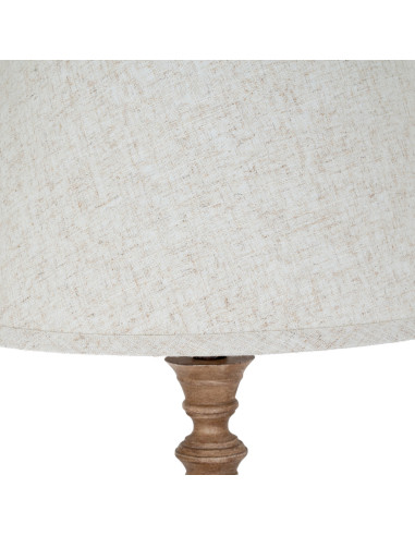 High-quality metal and wood construction of Hill Interiors SKU 24440 Solenne Table Lamp With Edged Linen Shade, detailed view f