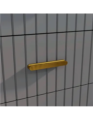 HOMCOM Three Drawer Embossed Line Dresser - Grey/Gold Tone