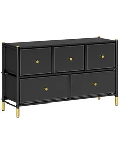 HOMCOM Faux Leather Front Chest of Drawers - Black
