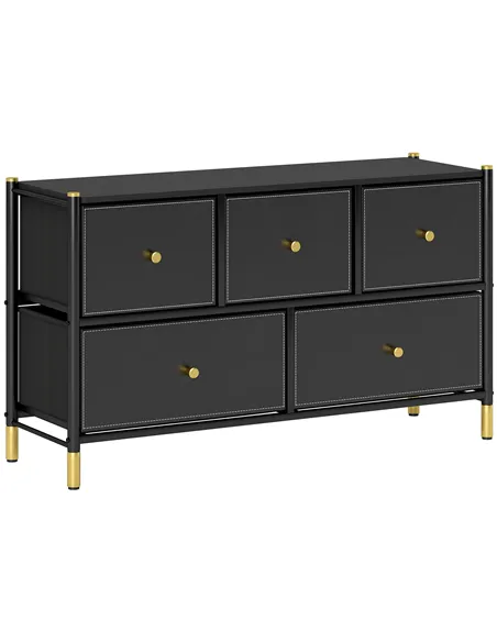 HOMCOM Faux Leather Front Chest of Drawers - Black