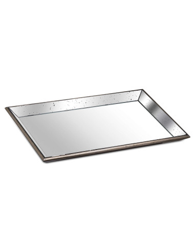 Hill Interiors Astor Distressed Large Mirrored Tray With Wooden Detailing 20309 - Authentic Hill Interiors furniture directly f