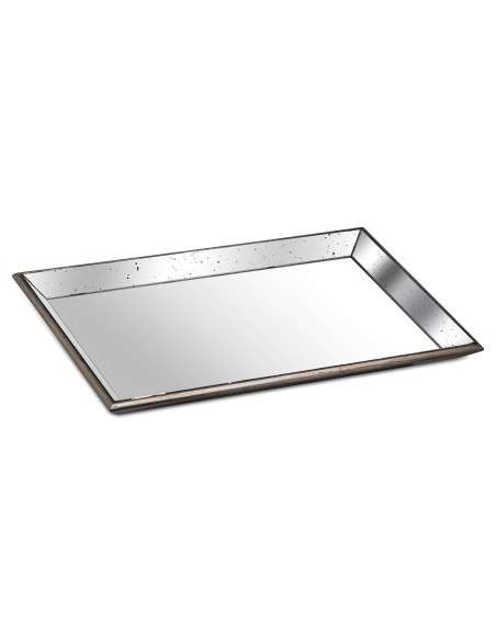 Hill Interiors Astor Distressed Large Mirrored Tray With Wooden Detailing 20309 - Authentic Hill Interiors furniture directly f