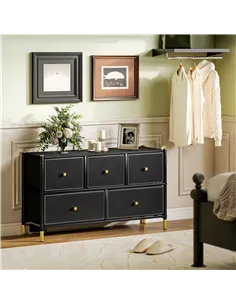 HOMCOM Faux Leather Front Chest of Drawers - Black 2