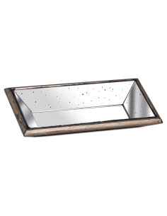 Hill Interiors Astor Distressed Mirrored Display Tray With Wooden Detailing 20311 - Authentic Hill Interiors furniture directly