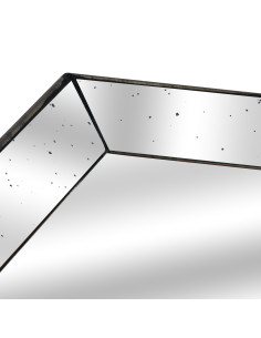 Hill Interiors Astor Distressed Mirrored Square Tray W/Wooden Detailing Lge 19172 - Authentic Hill Interiors furniture directly 2