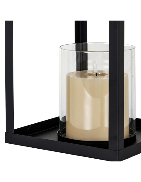 High-quality metal and wood construction of Hill Interiors SKU 24400 Astra Large Lantern With Glass Candle Holder, detailed vie