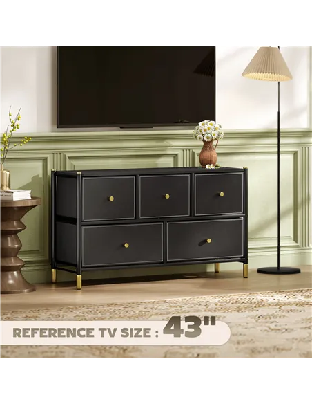 HOMCOM Faux Leather Front Chest of Drawers - Black
