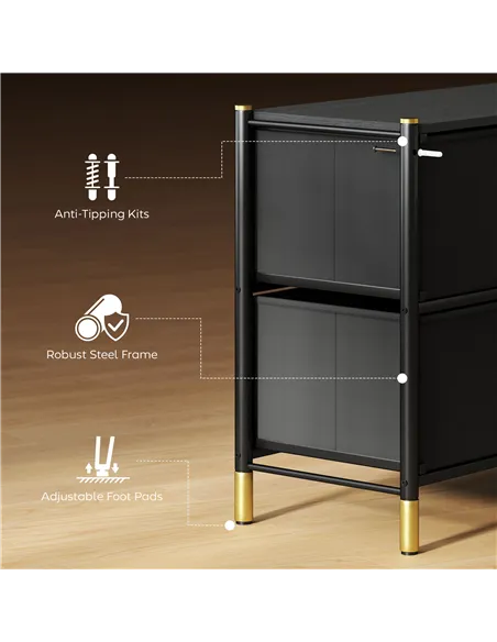 HOMCOM Faux Leather Front Chest of Drawers - Black