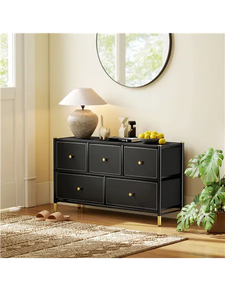 HOMCOM Faux Leather Front Chest of Drawers - Black