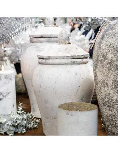 Affordable industrial style furniture Hill Interiors Bloomville Large Stone Ginger Jar 20730 for modern home decor, free shippi