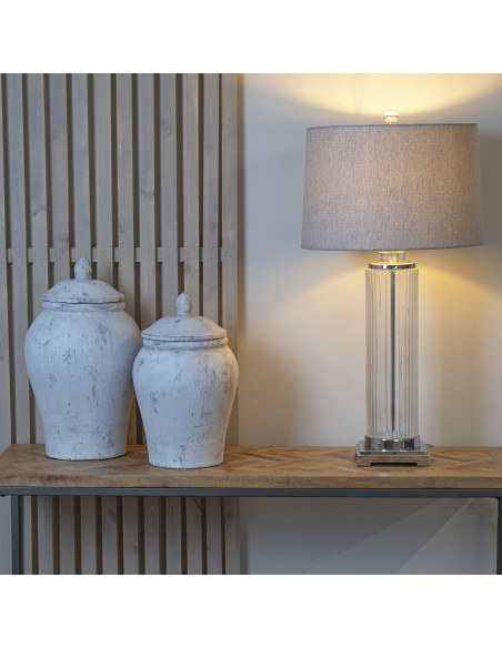 High-quality metal and wood construction of Hill Interiors SKU 20730 Bloomville Large Stone Ginger Jar, detailed view for UK cu