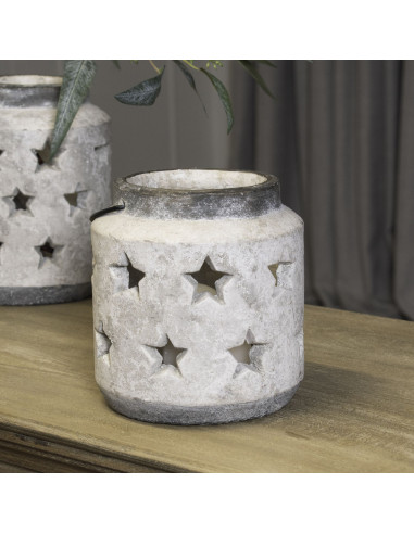 High-quality metal and wood construction of Hill Interiors SKU 20729 Bloomville Stone Star Lantern, detailed view for UK custom