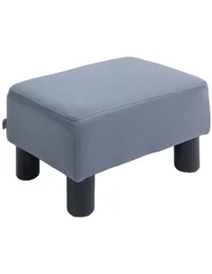 HOMCOM Microfiber Cloth Footstool, Small Foot Rest, Rectangle Sofa Stool for Bedroom Living Room, Grey