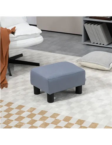 HOMCOM Microfiber Cloth Footstool, Small Foot Rest, Rectangle Sofa Stool for Bedroom Living Room, Grey