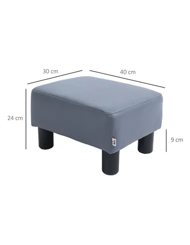 HOMCOM Microfiber Cloth Footstool, Small Foot Rest, Rectangle Sofa Stool for Bedroom Living Room, Grey