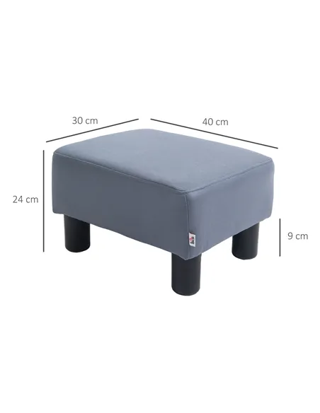 HOMCOM Microfiber Cloth Footstool, Small Foot Rest, Rectangle Sofa Stool for Bedroom Living Room, Grey