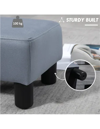 HOMCOM Microfiber Cloth Footstool, Small Foot Rest, Rectangle Sofa Stool for Bedroom Living Room, Grey