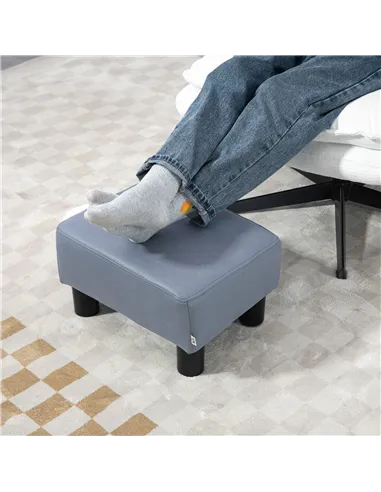 HOMCOM Microfiber Cloth Footstool, Small Foot Rest, Rectangle Sofa Stool for Bedroom Living Room, Grey
