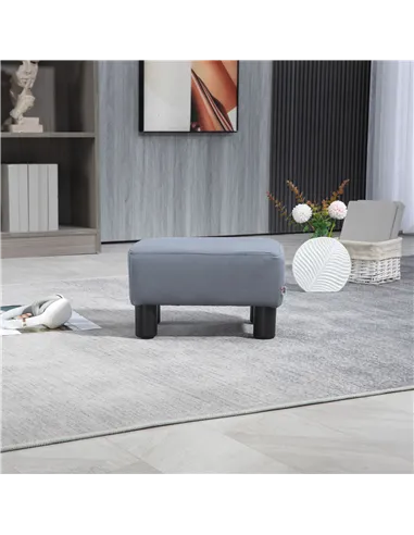 HOMCOM Microfiber Cloth Footstool, Small Foot Rest, Rectangle Sofa Stool for Bedroom Living Room, Grey