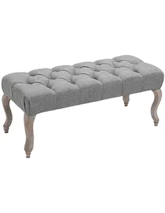 HOMCOM Tufted Upholstered Accent Bench Window Seat Bed End Stool Fabric Ottoman for Living Room, Bedroom, Hallway