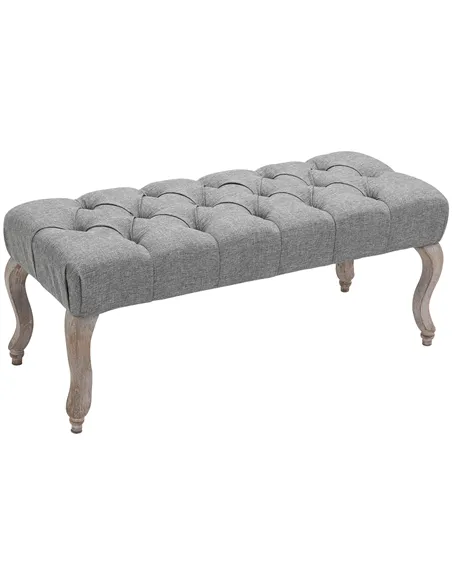 HOMCOM Tufted Upholstered Accent Bench Window Seat Bed End Stool Fabric Ottoman for Living Room, Bedroom, Hallway