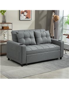 HOMCOM Two-Seater Pull-Out Sofa Bed - Charcoal Grey 2