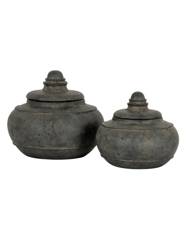 High-quality metal and wood construction of Hill Interiors SKU 24596 Dusk Large Pot With Lid, detailed view for UK customers.