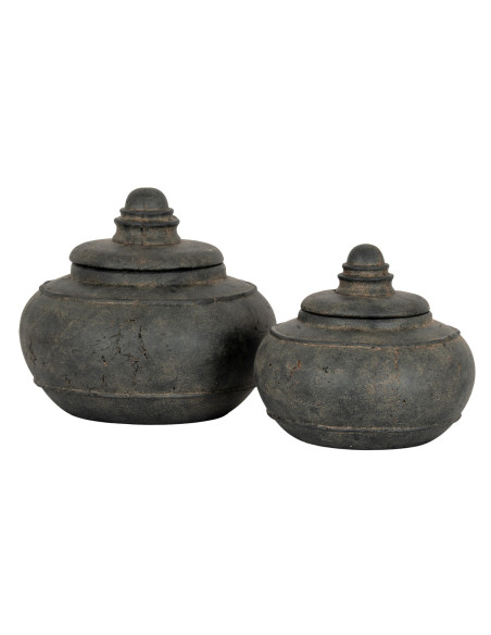 High-quality metal and wood construction of Hill Interiors SKU 24596 Dusk Large Pot With Lid, detailed view for UK customers.